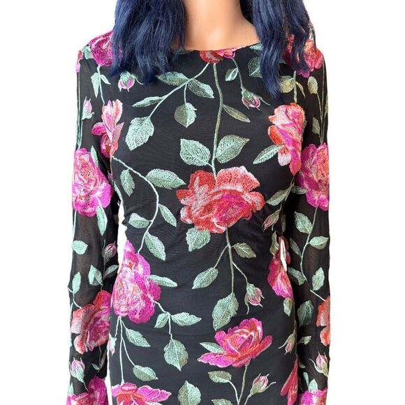 NWT Siena Floral Embroidered Mesh Bodycon Dress - Picture 8 of 10